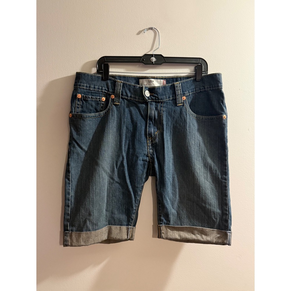 Levis Y2k 542 Low Rise Denim Shorts Mens 16 Dark Wash Cuffed Blue Jean Shorts